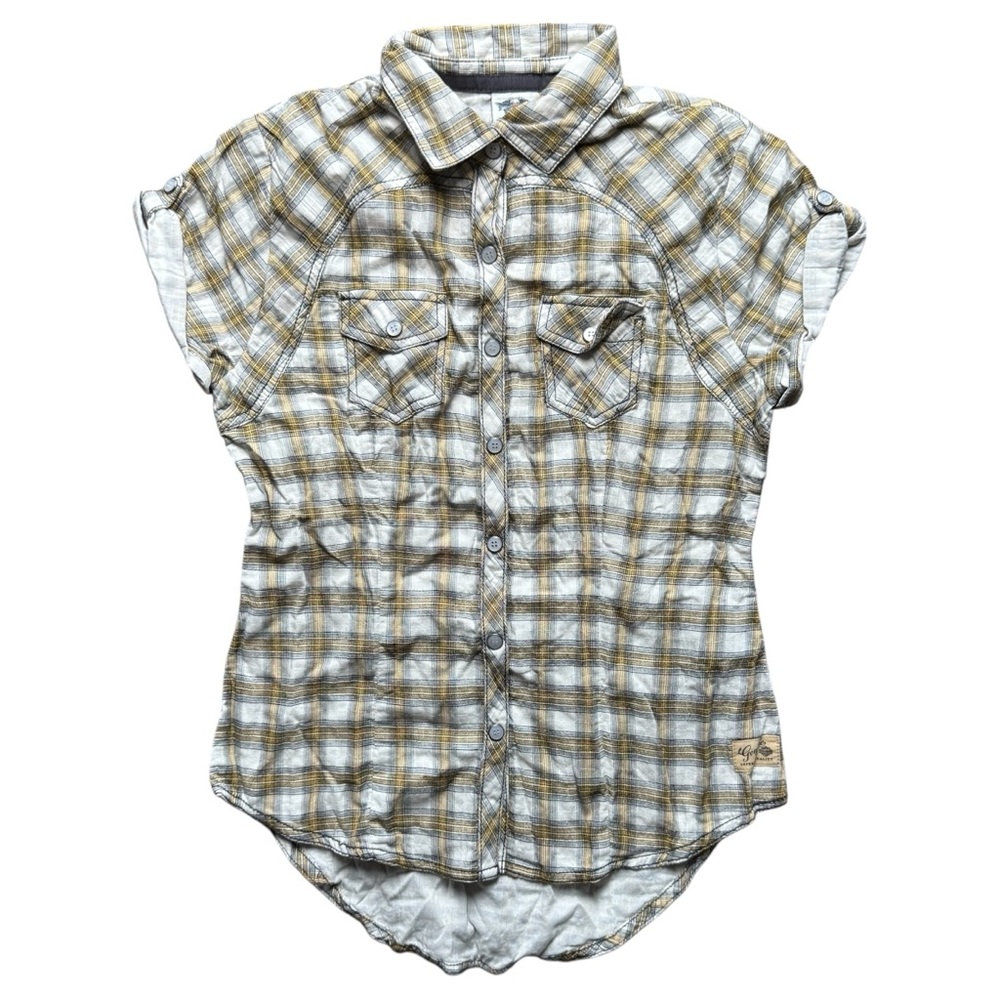 NWT Harley Davidson Yellow Plaid Short Sleeve Button Up Snap Shirt Size S